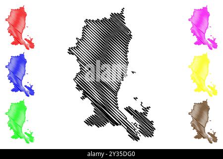 Cassowary Coast Region (Commonwealth of Australia, Bundesstaat Queensland) Karte Vektor Illustration, Scribble Skizze Cassowary Coast Karte Stock Vektor