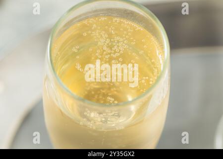 Sekt kalt erfrischender Prosecco-Champagner in einem geriffelten Glas Stockfoto