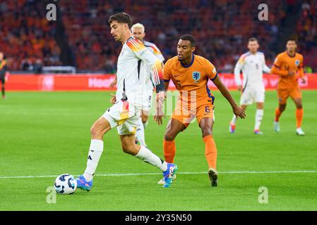 Amsterdam, Niederlande. September 2024. Kai Havertz, DFB 7 konkurrieren um Ball, Tackling, Duell, Header, zweikampf, Kampf gegen Ryan Gravenberch, NL 6 im UEFA Nations League 2024 Spiel NIEDERLANDE - DEUTSCHLAND 2-2 in der Saison 2024/2025 am 10. September 2024 in Amsterdam, NL. Fotograf: ddp Images/STAR-Images Credit: ddp Media GmbH/Alamy Live News Stockfoto