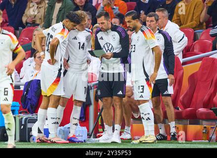 Amsterdam, Niederlande. September 2024. Maximilian Beier, DFB 14 Aleksadar Pavlovic, DFB 16 Emre Can, DFB 23 im Spiel der UEFA Nations League 2024 NIEDERLANDE - DEUTSCHLAND 2-2 in der Saison 2024/2025 am 10. September 2024 in Amsterdam, NL. Fotograf: ddp Images/STAR-Images Credit: ddp Media GmbH/Alamy Live News Stockfoto