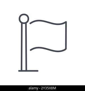 Symbol für Waving-Flag. Die Strichkunst-Ikone einer im Wind winkenden Flagge, die Sieg, Erfolg und Leistung repräsentiert. Stock Vektor