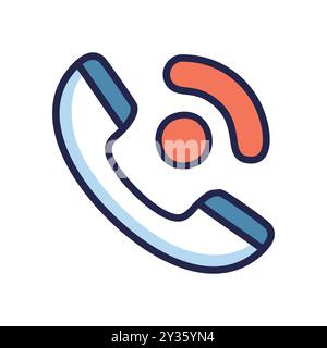 Symbol für Telefonanruf. Telefonempfänger mit Signal, das Kommunikation, Kontakt, Support und Verbindung repräsentiert. Stock Vektor