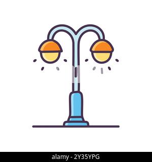 Abbildung der Straßenbeleuchtung. Einfache Vektor-Illustration einer zweihellen Straßenlaterne. Ideal für die Darstellung von Beleuchtung, Stadtansichten und urbanem Design. Stock Vektor