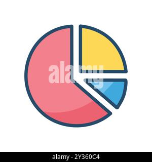 Datengrafik des Kreisdiagramms. Farbenfrohe Tortendiagramm mit drei Abschnitten zur Datenverteilung. Stock Vektor