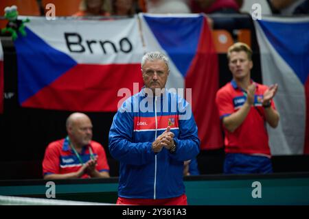 Valencia, Spanien. September 2024. Jaroslav Navratil Kapitän des tschechischen Teams, der während des Davis Cup Final Gruppe B Einzelspiels bei Pabellon Fuente de San Luis zu sehen war. Das Team von Thanasi Kokkinakis aus Australien gewann am 2. Und 7. Juni 6/3 Credit: SOPA Images Limited/Alamy Live News Stockfoto