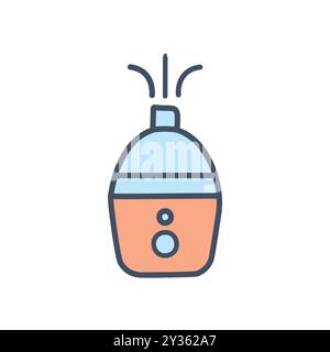 Symbol für Luftbefeuchter. Buntes Symbol für Luftbefeuchter in Zeichentrickfilmen. Haushaltsgerät, das Feuchtigkeit an die Luft abgibt. Stock Vektor