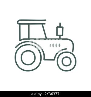 Symbol „Traktor“. Strichgrafik-Symbol eines landwirtschaftlichen Traktors für Landwirtschaft, Landwirtschaft und ländliches Leben. Stock Vektor