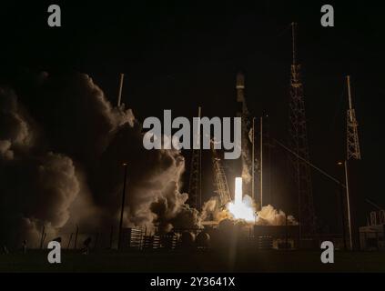 Cape Canaveral, USA. September 2024. Von SLC-40 startete Cape Canaveral SpaceX die Satelliten AST SpaceMobil auf der Falcon 9 B-1078-13 und landete bei LZ-1 Brevard County Florida USA. (Foto: Scott Schilke/SipaUSA) Credit: SIPA USA/Alamy Live News Stockfoto