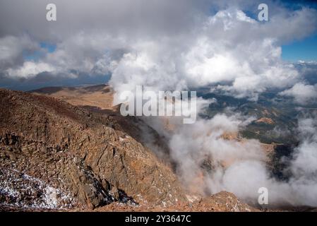 Blick vom Pikes Peak in Colorado. Stockfoto