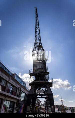 Legt Kraniche am Hafen von Bristol an Stockfoto