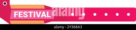 Das pinke Festivalarmband ermöglicht den Zugang zu Konzerten und Veranstaltungen Stock Vektor