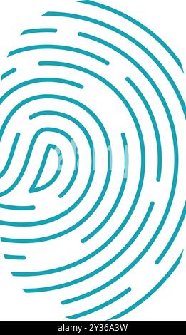 Türkisfarbenes Fingerabdruckdesign, das Individualität, Privatsphäre und Datenschutz repräsentiert Stock Vektor
