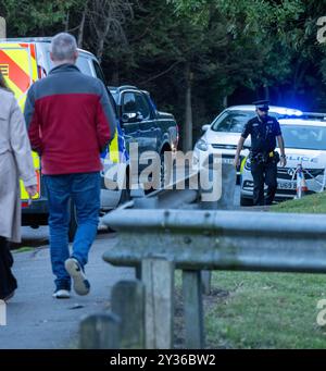 Brentwood Essex 12. September 2024 die Polizei von Essex untersucht einen "schweren Vorfall" in der Ingrave Road, Brentwood Essex. Es gibt lokale Spekulationen, dass es sich um einen mutmaßlichen Mord an Francis Reilly handeln könnte. Quelle: Ian Davidson/Alamy Live News Stockfoto