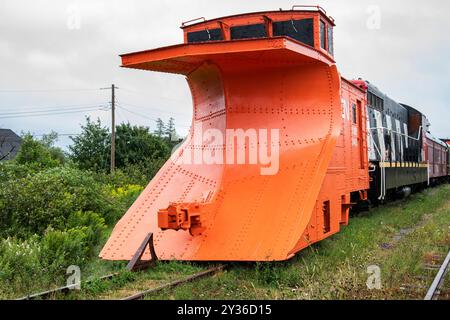 Schneepflug im Eisenbahnmuseum in Avondale, Neufundland & Labrador, Kanada Stockfoto