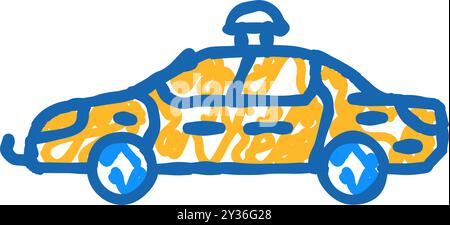 Polizei Auto Verbrechen Icon Kritzelillustration Stock Vektor