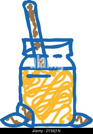 Mandel Milk Smoothie Getränk Icon Doodle Illustration Stock Vektor