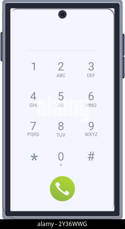 Das Smartphone zeigt einen Bildschirm für Telefonanrufe mit einer grünen Gesprächstaste an Stock Vektor