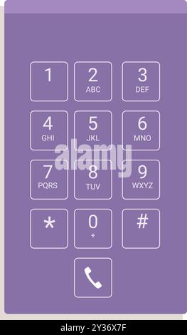 Das moderne Smartphone verfügt über eine klassische Zifferntastatur für Telefonanrufe Stock Vektor