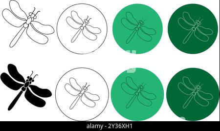 Eine einzeilige Zeichnung mit niedlicher Libelle für Firmenlogo. Odonata Tiermaskottkonzept für Insektenliebhaber Club Ikone. Moderne durchgehende Linie Stock Vektor