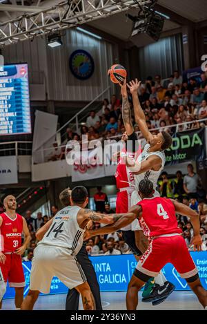 Pontevedra, Spanien. September 2024. Moment des Auftakts des Spiels zwischen Real Madrid und AS Monaco. Quelle: Xan Gasalla / Alamy Live News Stockfoto