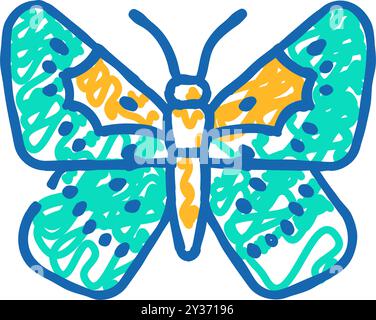 mormon Metalmark Insektensymbol Kritzelillustration Stock Vektor