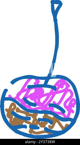 Kirsch-verrottetes Essen Icon Kritzelillustration Stock Vektor