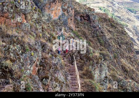 Die Ruinen von Pisac sind eine der bedeutendsten und gut erhaltenen archäologischen Stätten der Inka im Heiligen Tal Perus. Stockfoto