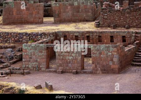 Die Ruinen von Pisac sind eine der bedeutendsten und gut erhaltenen archäologischen Stätten der Inka im Heiligen Tal Perus. Stockfoto