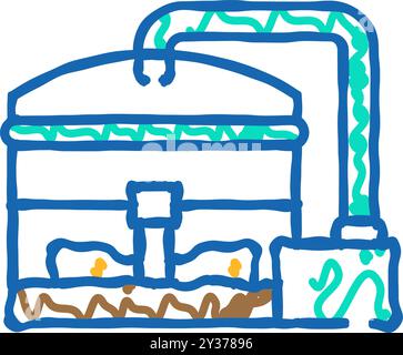 Biogasanlage Biomasse Energie Icon Kritzelillustration Stock Vektor