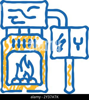 Verbrennung Biomasse Energie Icon Kritzelillustration Stock Vektor