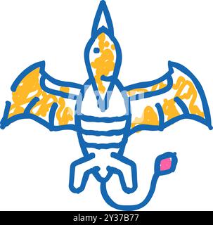 Pteranodon Dinosaurier Tier Icon Kritzelillustration Stock Vektor