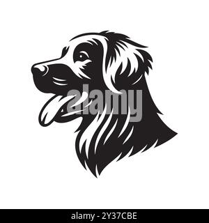 Silhouettenillustration mit Hundelogo. Symbol für Hundekopf. Flacher STYLE. Zeichentrick-Hundegesicht. Vektorillustration isoliert auf weiß. Einfache Silhouette. Tier. Stock Vektor