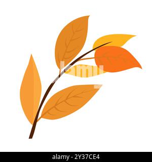 Vektor herbstgelbe und orange trockene Ascheblätter. Clipart ist auf weißem Hintergrund. Isolierte flache Illustration mit braunen Pflanzen zum Design, Grußkarte Stock Vektor