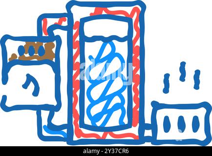 Heizung Biomasse Energie Symbol Kritzelillustration Stock Vektor