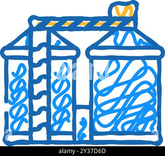 Silo Biomasse Energie Icon Kritzelillustration Stock Vektor