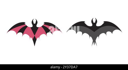Satz von Fledermaus-Silhouetten-Symbolvektor Stock Vektor