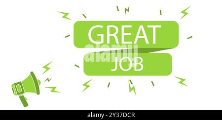 Männliche Hand, die Megaphon mit Stimmblase hält. Lautsprecher. Banner für Unternehmen, Marketing und Werbung. Vektorabbildung. Stock Vektor