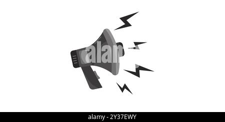 Megaphon-Symbol für Lautsprecher. Megaphon-Symbolgruppe. Elektrisches Megaphon mit Ton- oder Marketingwerbung. Megaphon-Symbol, Lautsprecher-Symbol Stock Vektor