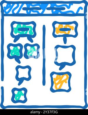 Affinitätsdiagramm ux ui Design Symbol Kritzelillustration Stock Vektor