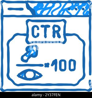 ctr-Click-Through-Rate-seo-Symbol-Doodle-Illustration Stock Vektor