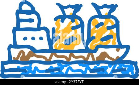 Export Holz Pellets Symbol Kritzelillustration Stock Vektor