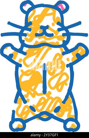 Hamster stehend Haustier Icon Kritzelillustration Stock Vektor