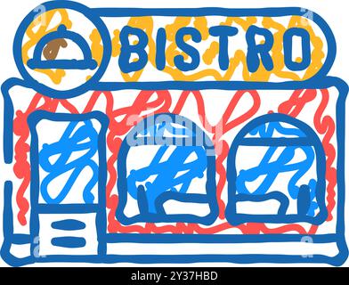 bistro Street Cafe Icon Kritzelillustration Stock Vektor