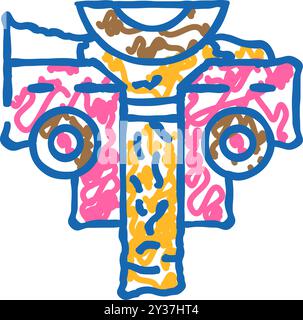 Pressen von Holz Pellets Symbol Kritzelillustration Stock Vektor