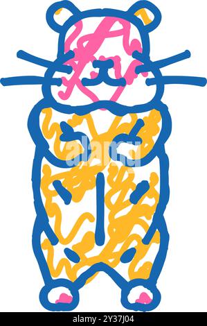 Hamster stehend Haustier Icon Kritzelillustration Stock Vektor