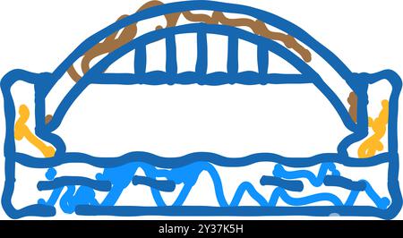 Illustration mit dem Symbol der Bogenbrücke Stock Vektor