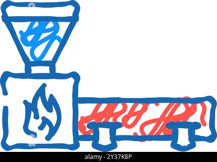 Trocknende Holzpellets Icon Kritzelillustration Stock Vektor