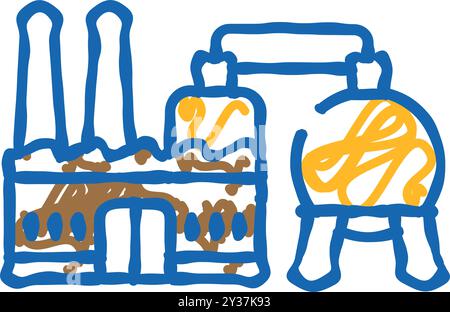 Kraftwerk Holz Pellets Symbol Kritzelillustration Stock Vektor