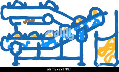 Förderer Holzpellets Icon Kritzelillustration Stock Vektor