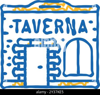 Taverna Street Cafe Icon Kritzelillustration Stock Vektor